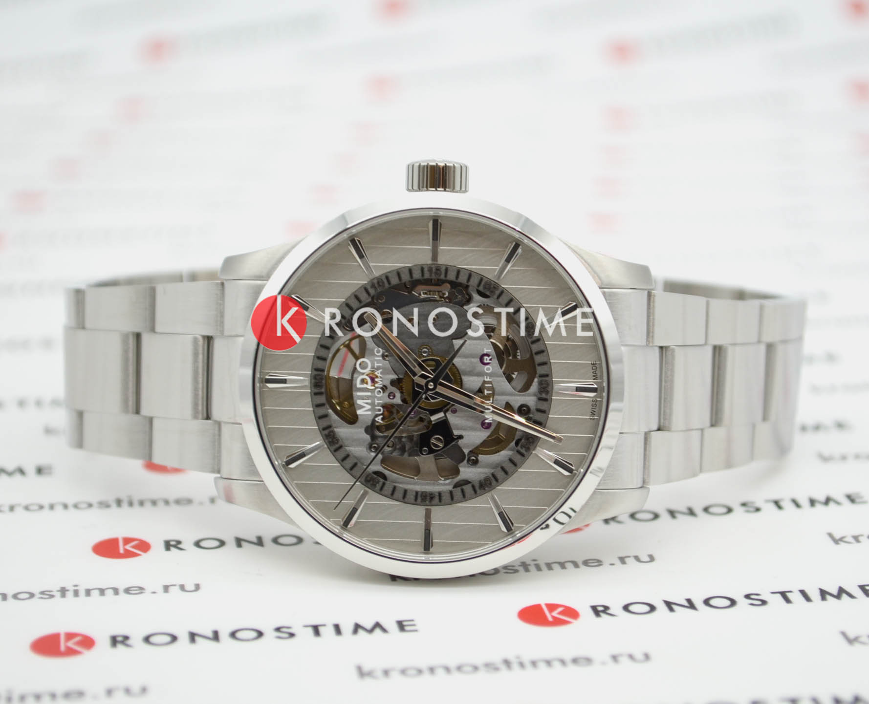 Оригинальные часы Mido Mido Multifort Skeleton Vertigo M038.436.11.031.00 механические калибр механизма mido calibre 80 (на базе eta c07.631) общий вид