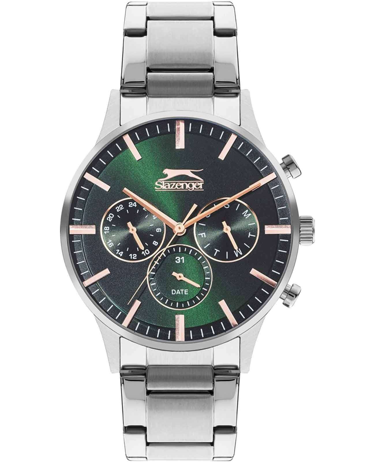 Slazenger Slazenger SL.09.2214.2.04  SL.09.2214.2.04 кварцевые мужские часы зеленый циферблат, браслет нержавеющая сталь — вид спереди
