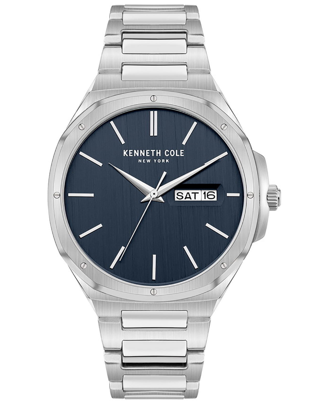 Kenneth Cole Kenneth Cole KCWGH2104803  KCWGH2104803 кварцевые мужские часы синий циферблат, браслет нержавеющая сталь — вид спереди