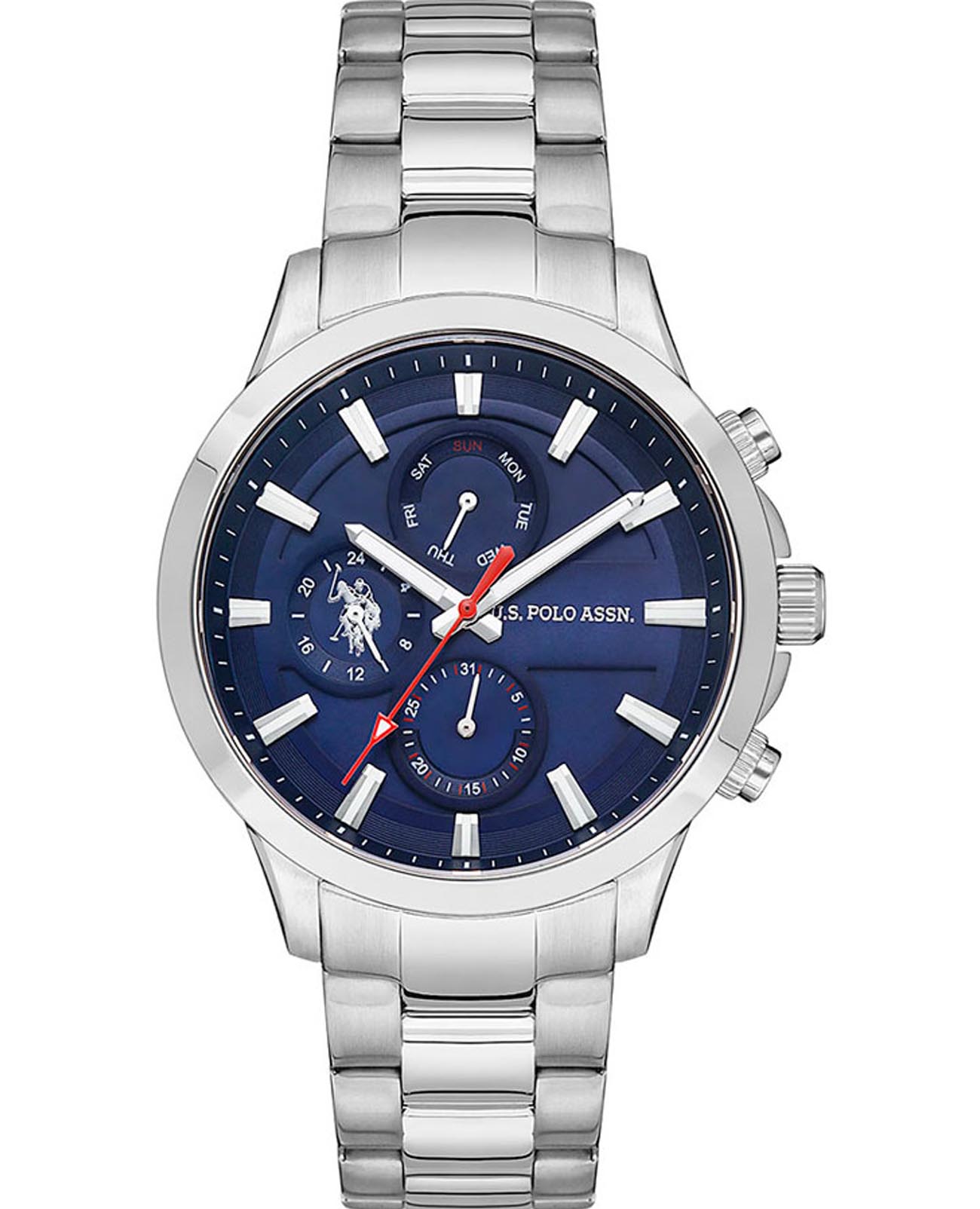 U.S. Polo Assn. U.S. Polo Assn. Crossing USPA1035-02  USPA1035-02 кварцевые мужские часы синий циферблат, браслет нержавеющая сталь — вид спереди