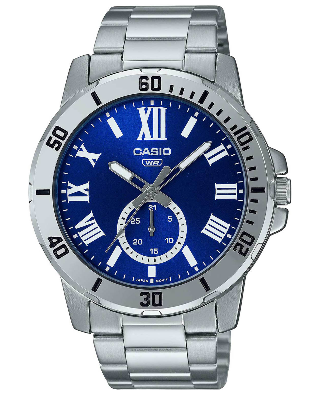Casio Casio Collection MTP-VD200D-2B  MTP-VD200D-2B кварцевые мужские часы синий циферблат, браслет нержавеющая сталь — вид спереди
