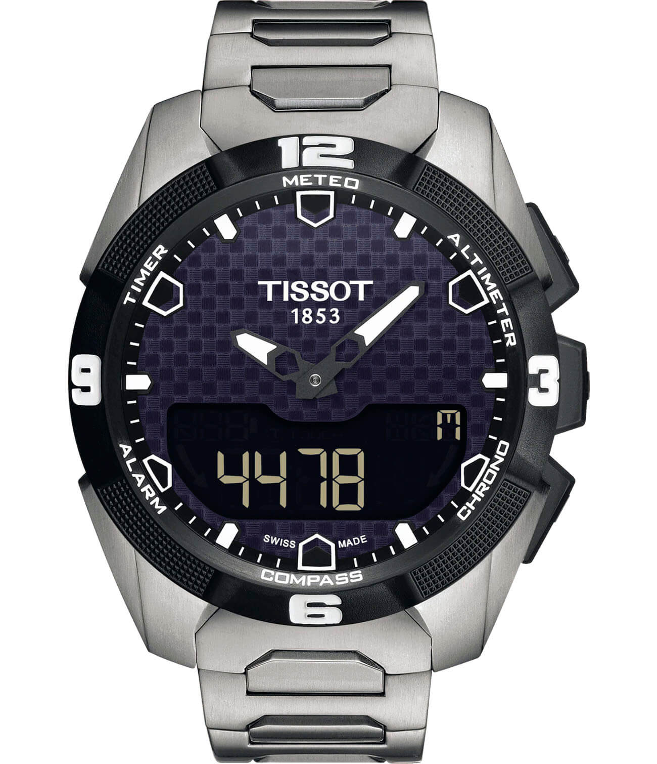 Tissot Tissot T-Touch Expert Solar T091.420.44.051.00 T Touch T0914204405100 кварцевые мужские часы черный циферблат, браслет титановый — вид спереди