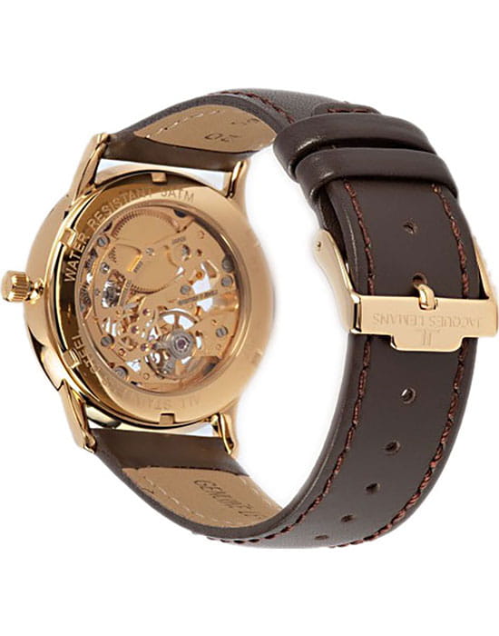 Jacques Lemans Jacques Lemans N-207ZB,  австрия мужские часы на браслете кожаный боковой вид