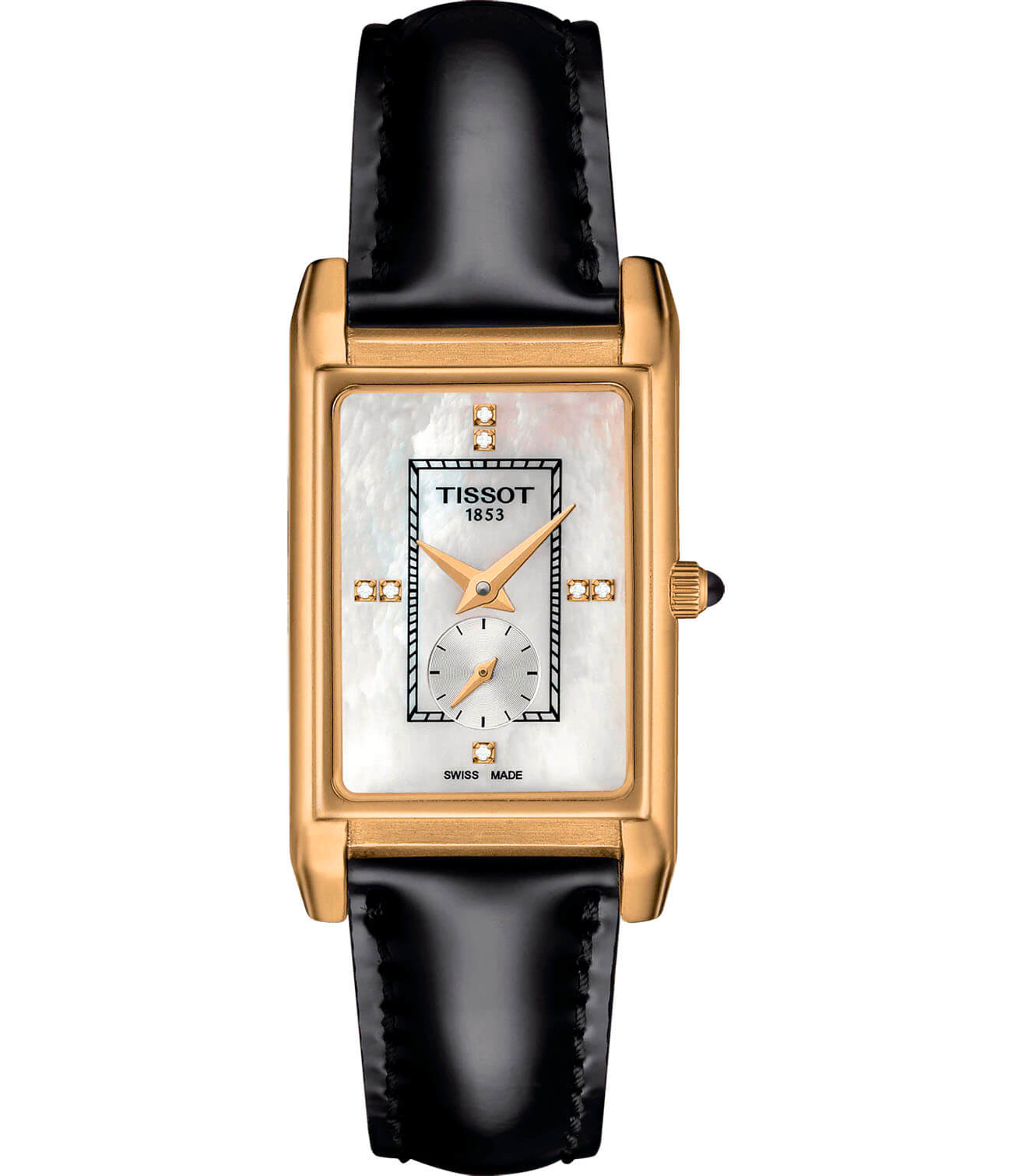 Tissot Tissot Prestigious Lady 18K Gold T923.335.16.116.00  T9233351611600 кварцевые женские часы белый циферблат, браслет кожаный — вид спереди