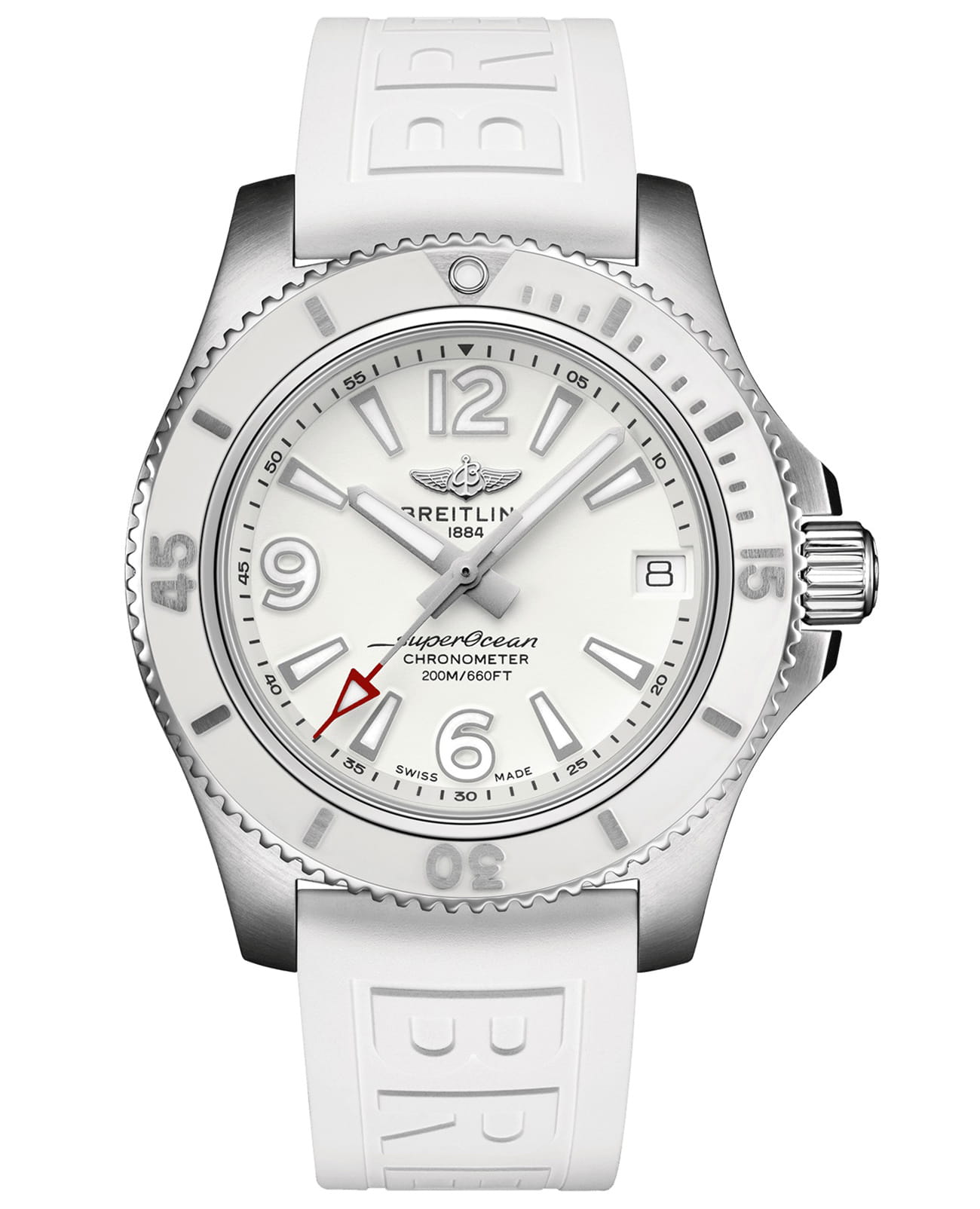 Breitling Breitling Superocean Automatic 36 A17316D21A1S1  A17316D21A1S1 механические женские часы белый циферблат, браслет каучук — вид спереди
