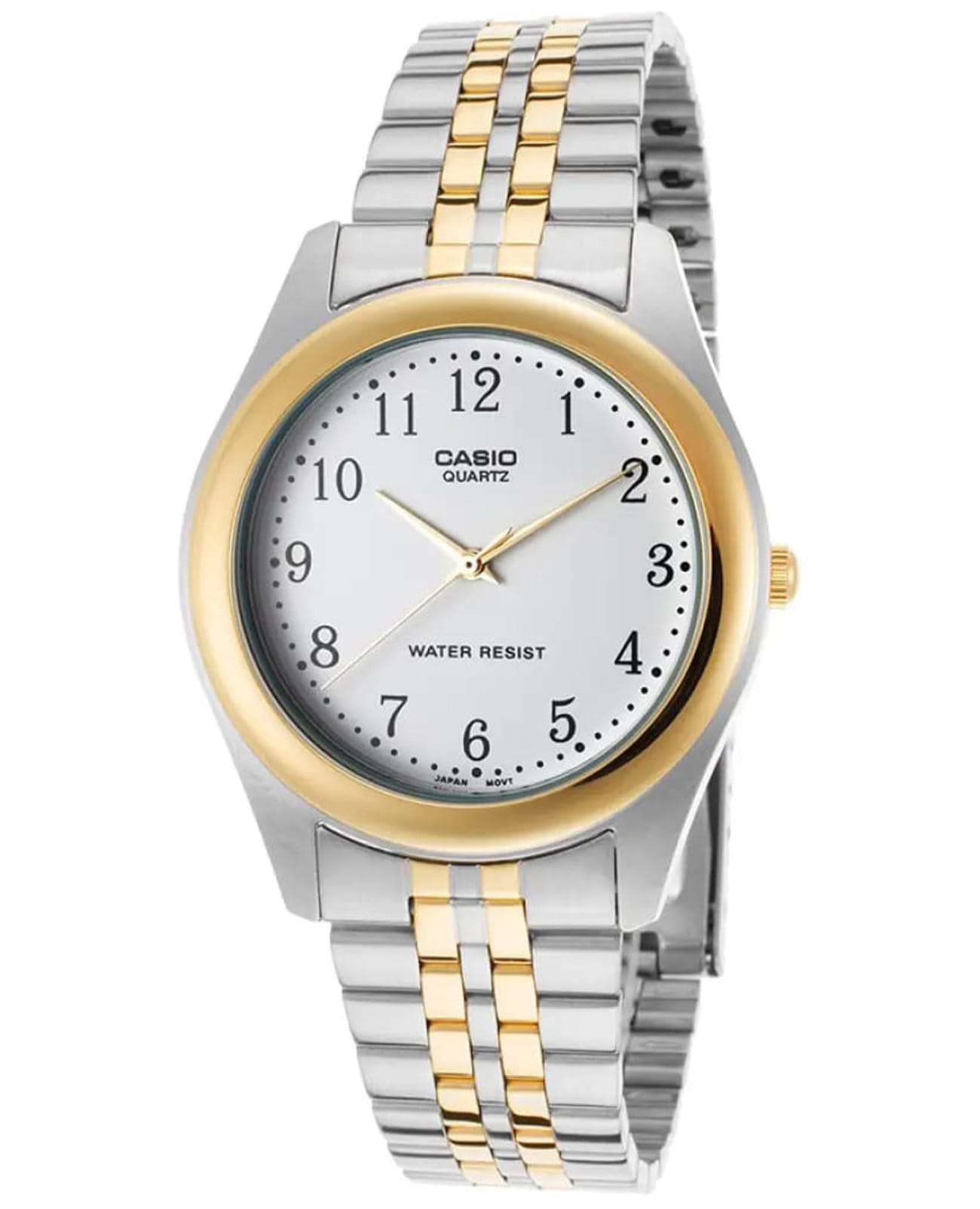 Casio Casio Collection MTP-1129G-7B  MTP-1129G-7B кварцевые мужские часы белый циферблат, браслет сталь с ip покрытием — вид спереди
