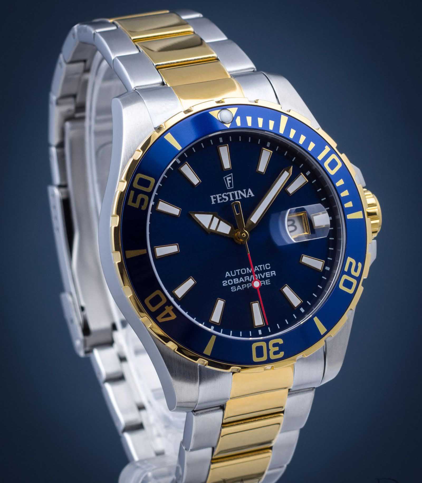 Festina Festina Automatic F20532/1,  испания мужские часы на браслете сталь c pvd покрытием боковой вид