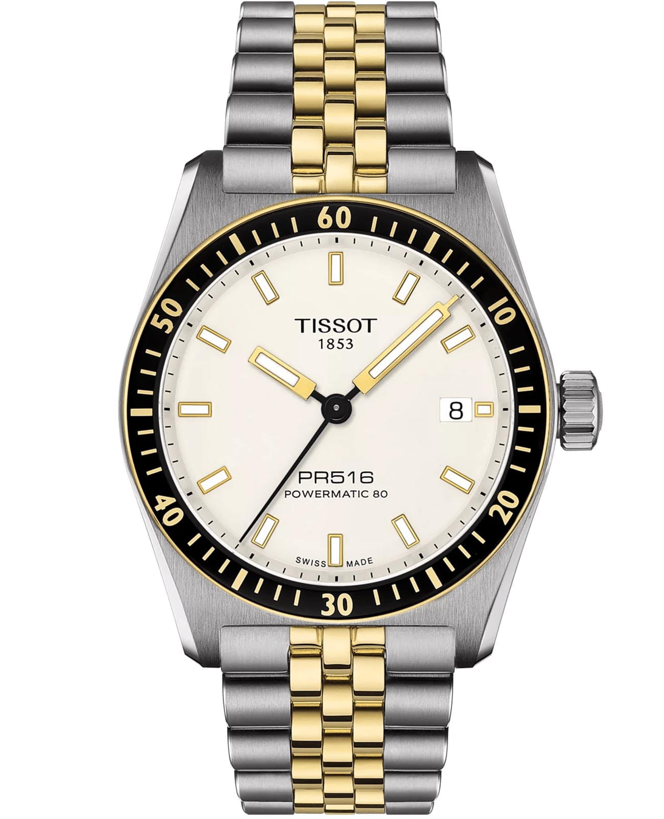 Tissot Tissot Powermatic PR516 80 T149.407.22.011.00  T1494072201100 механические мужские часы шампань циферблат, браслет нержавеющая сталь с pvd-покрытием — вид спереди