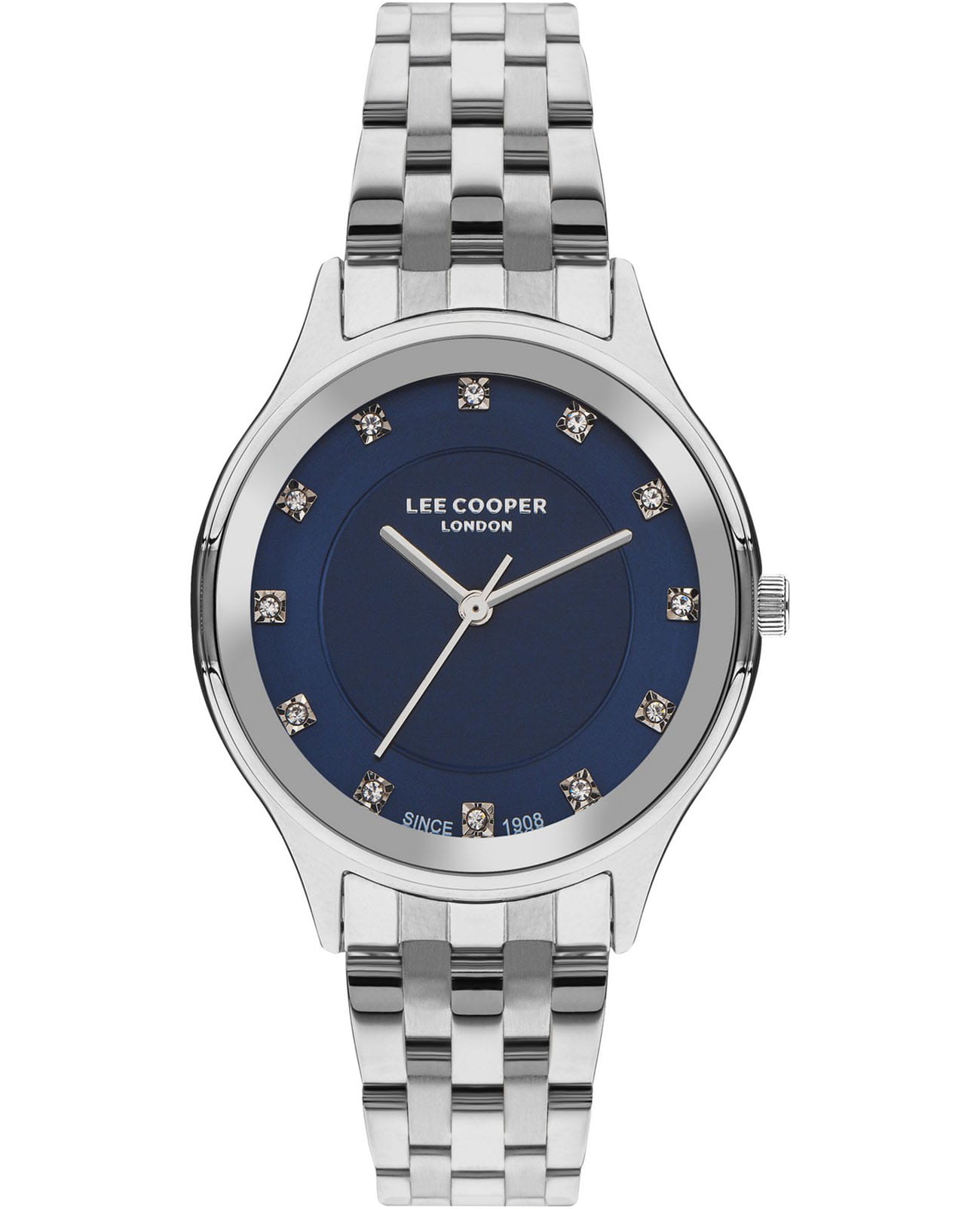 Lee Cooper Lee Cooper LC07867.390  LC07867.390 кварцевые женские часы синий циферблат, браслет нержавеющая сталь — вид спереди