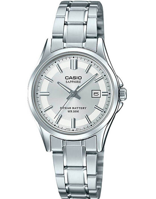 Casio Casio Collection LTS-100D-7A  LTS-100D-7AVEF кварцевые женские часы серебристый циферблат, браслет нержавеющая сталь — вид спереди