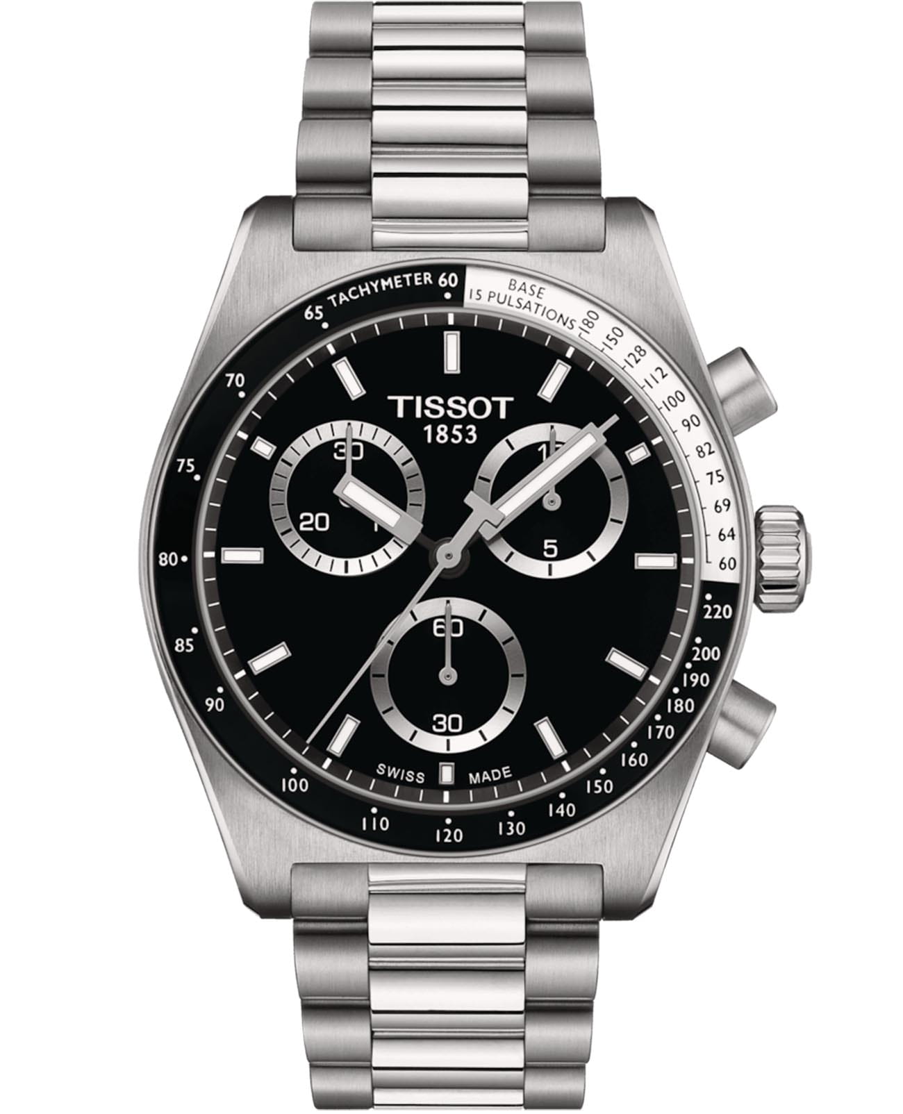 Tissot Tissot PRS 516 Chronograph T149.417.11.051.00 PRS 516 T1494171105100 кварцевые мужские часы черный циферблат, браслет нержавеющая сталь 316l — вид спереди