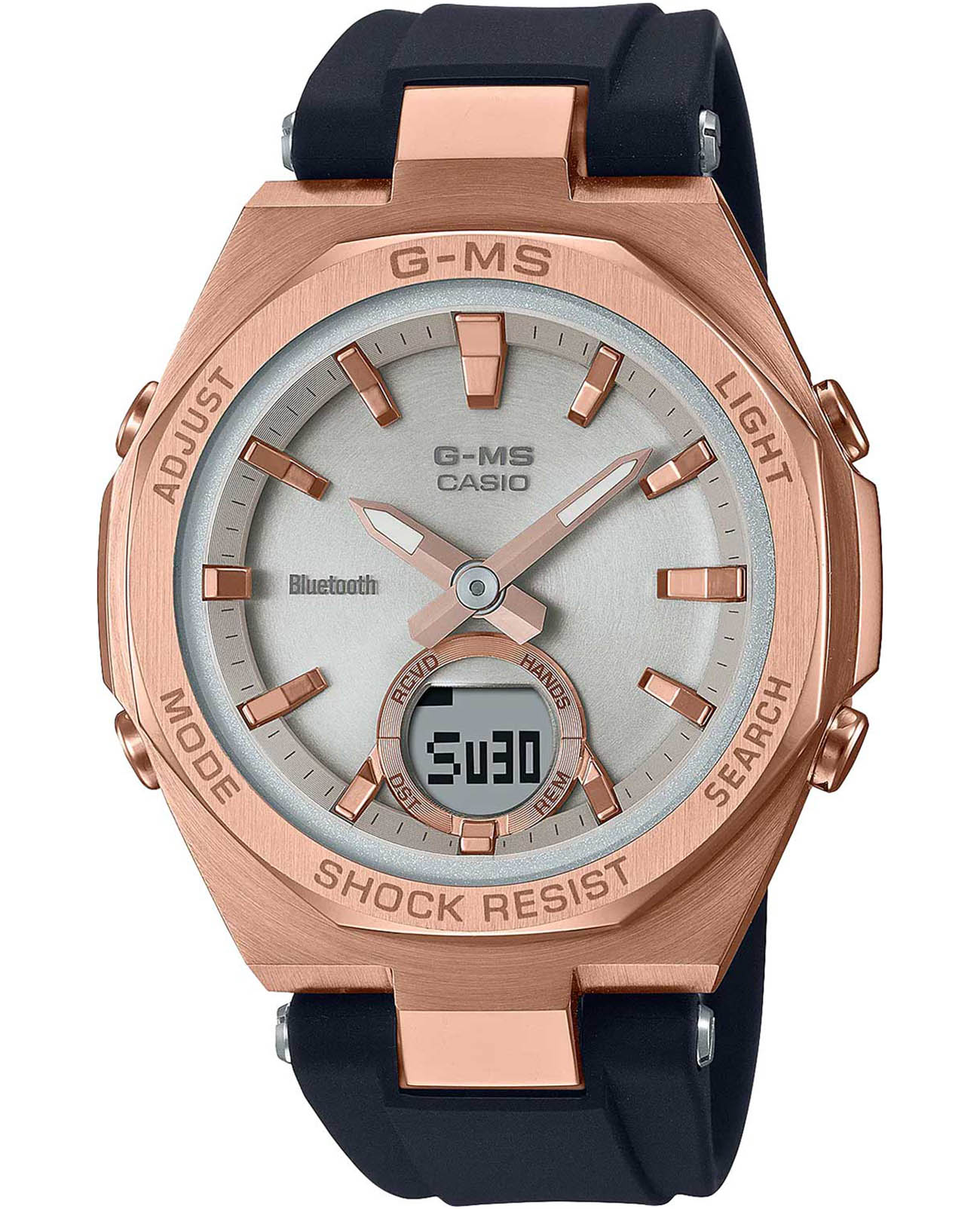 Casio Casio Baby-G MSG-B100G-1AER  MSG-B100G-1AER кварцевые женские часы серый циферблат, браслет пластик — вид спереди