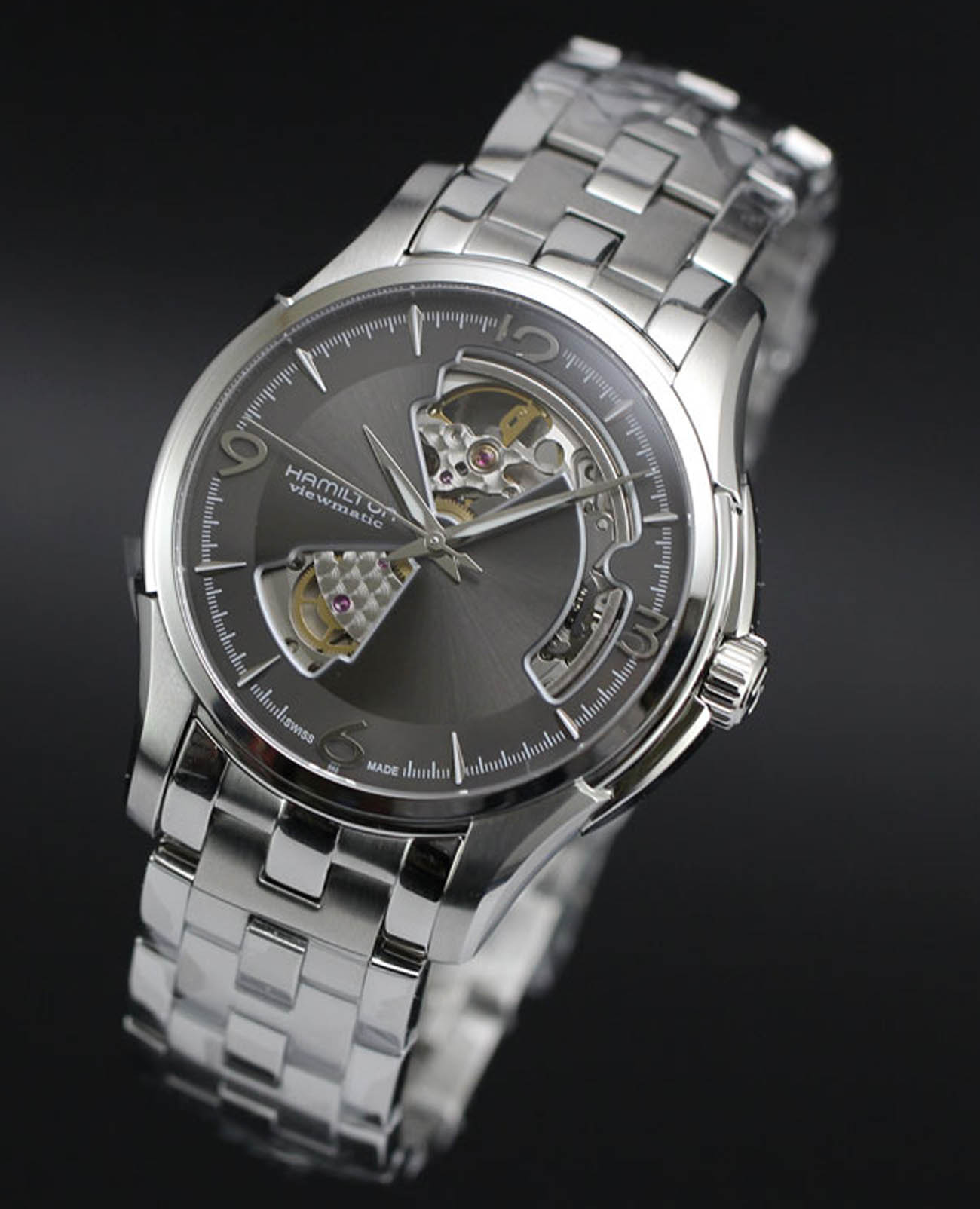 Hamilton Hamilton Jazzmaster Open Heart Auto H32565185, jazzmaster швейцария мужские часы на браслете нержавеющая сталь боковой вид
