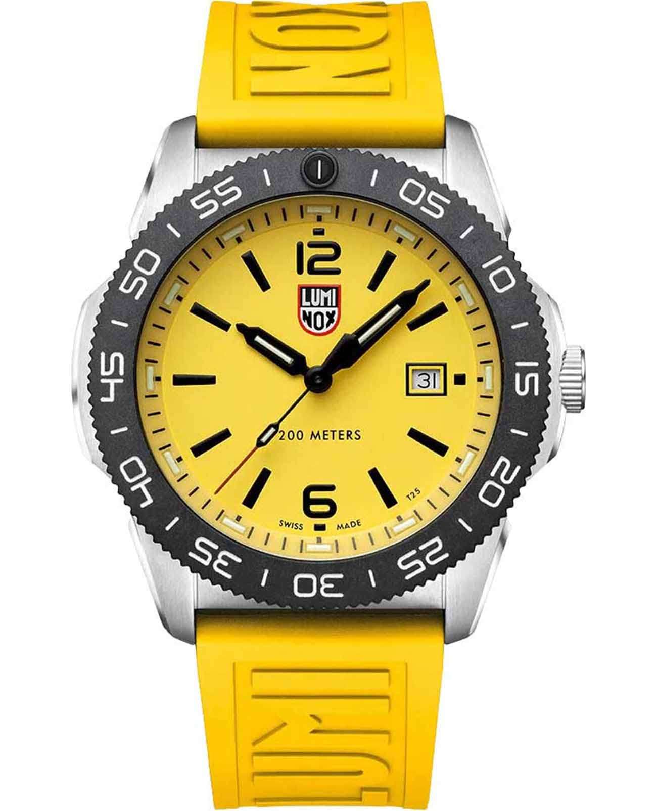 Luminox Luminox Pacific Diver XS.3125  XS.3125 кварцевые мужские часы желтый циферблат, браслет каучук — вид спереди