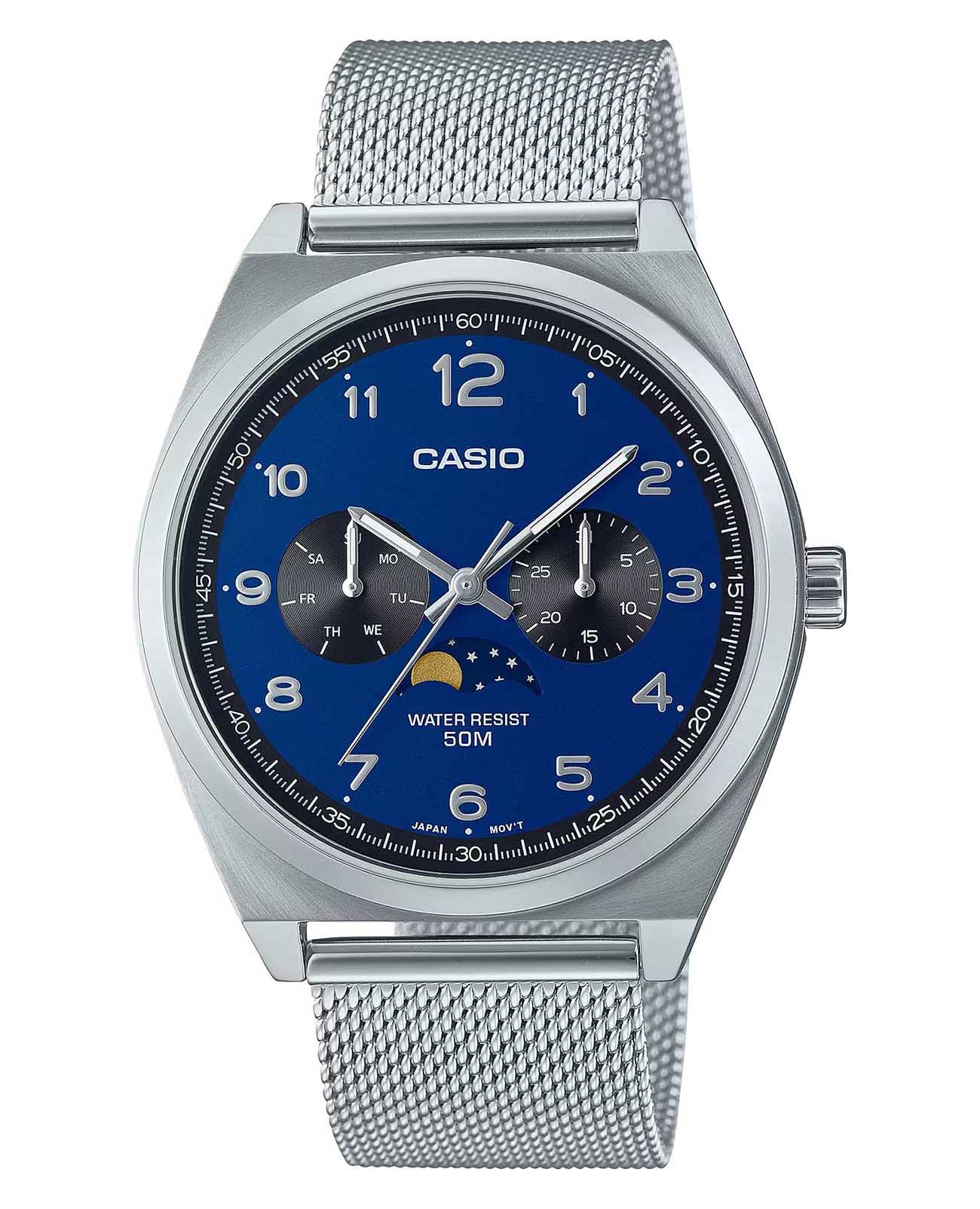Casio Casio Classic MTP-M300M-2A  MTP-M300M-2A кварцевые мужские часы синий циферблат, браслет нержавеющая сталь — вид спереди