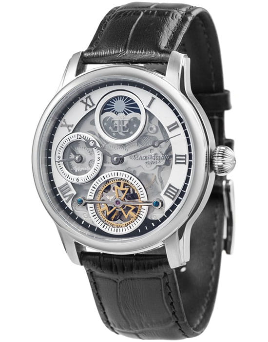 Earnshaw Earnshaw Longitude ES-8063-01  ES-8063-01 механические мужские часы белый циферблат, браслет кожаный — вид спереди