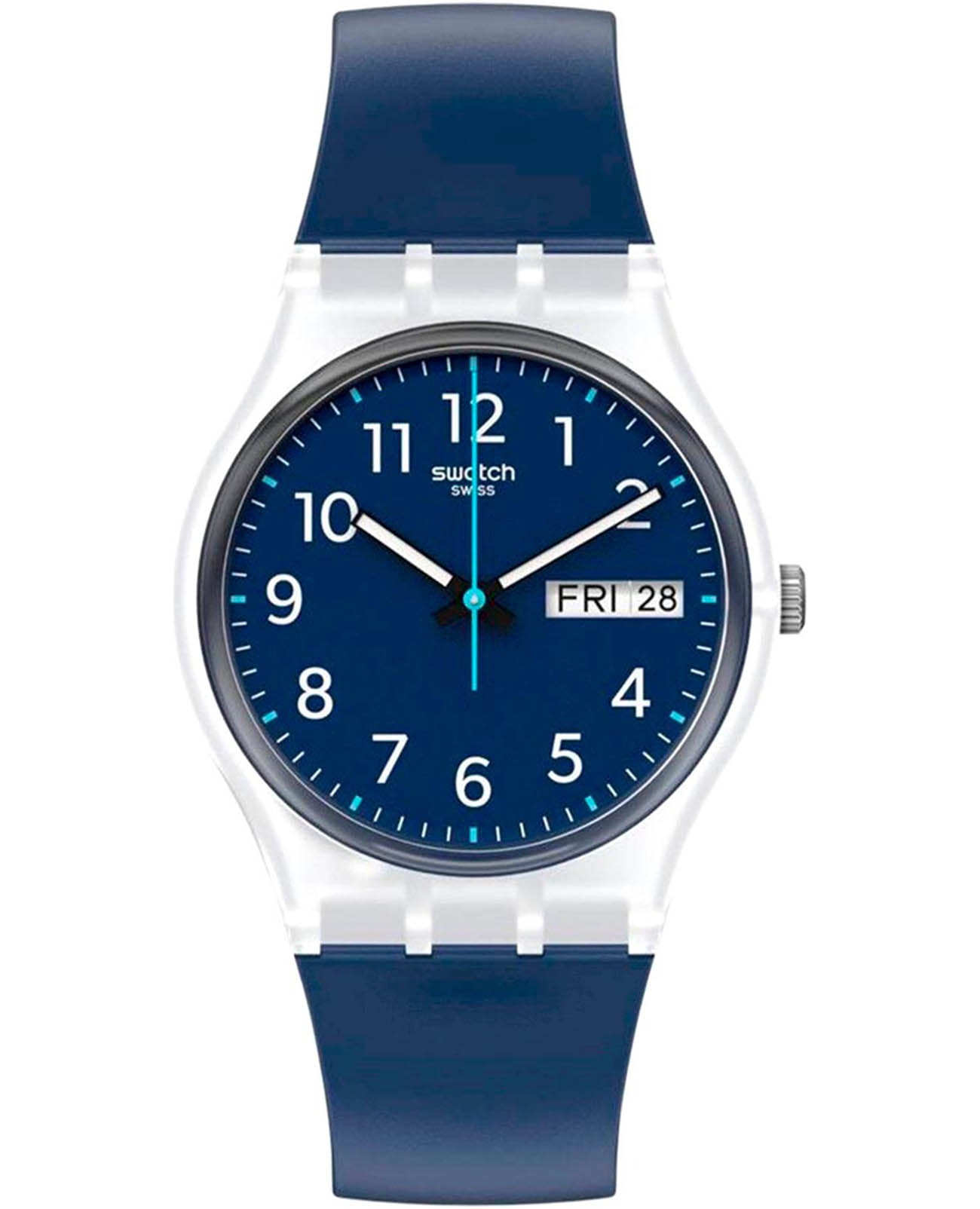 Swatch Swatch Gent Standard GE725  GE725 кварцевые женские часы синий циферблат, браслет силикон — вид спереди