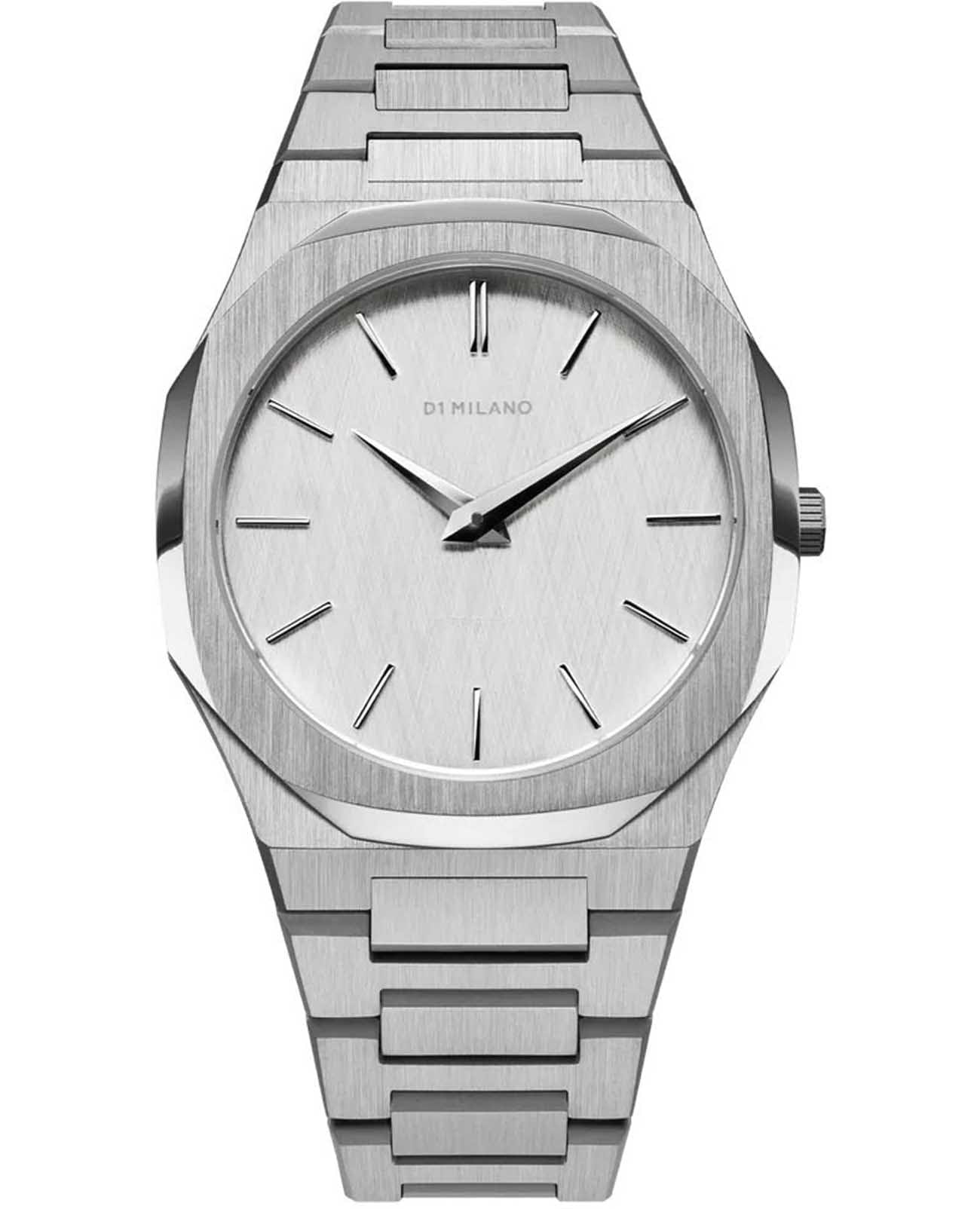 D1 Milano D1 Milano Ultra Thin UTBJ23  UTBJ23 кварцевые мужские часы серебристый циферблат, браслет нержавеющая сталь 316l — вид спереди