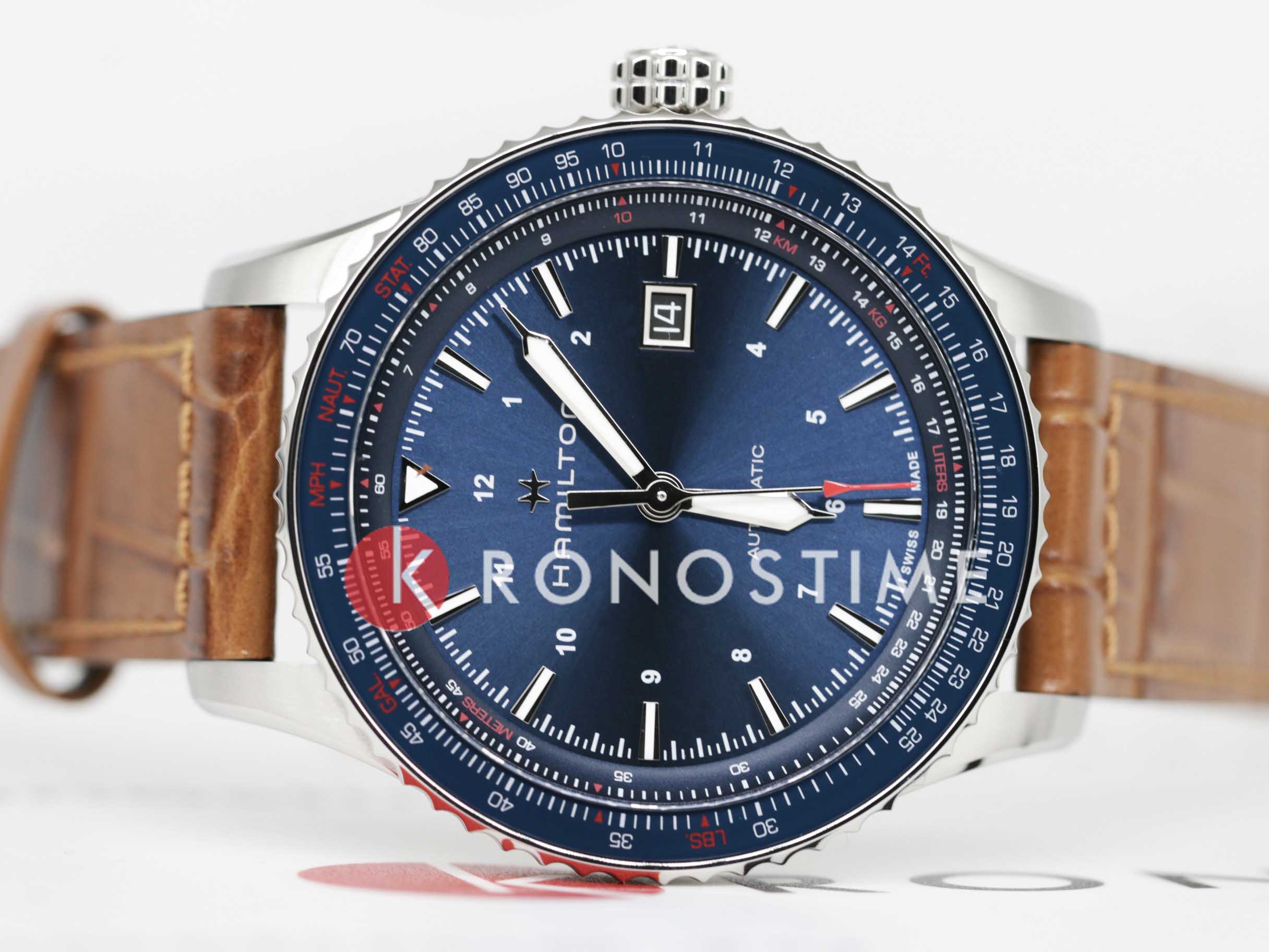 Hamilton Hamilton Khaki Aviation Converter Auto H76645540 механические мужские часы часы крупный план синий циферблата