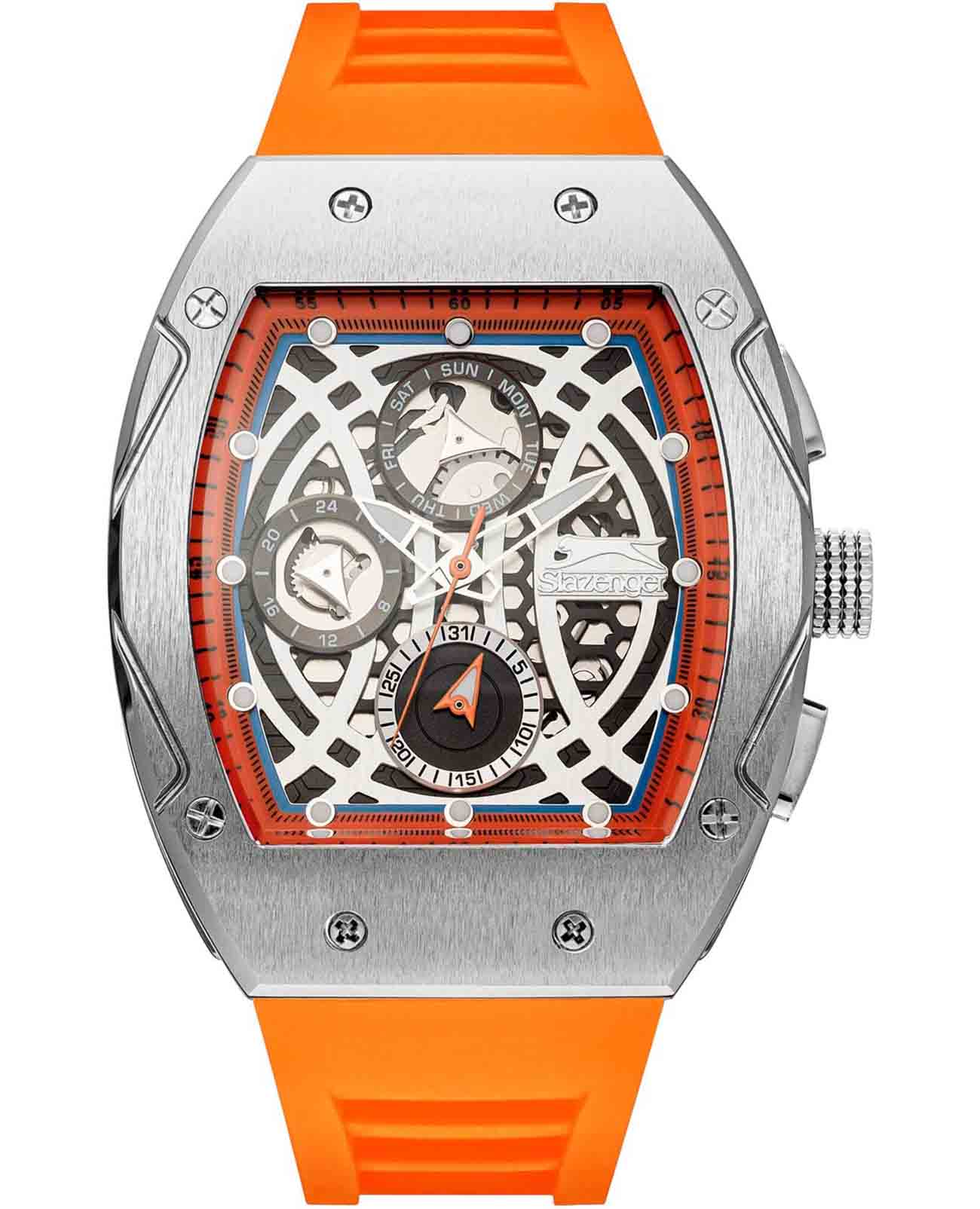 Slazenger Slazenger SL.09.2257.2.04  SL.09.2257.2.04 кварцевые мужские часы серебристый циферблат, браслет силикон — вид спереди