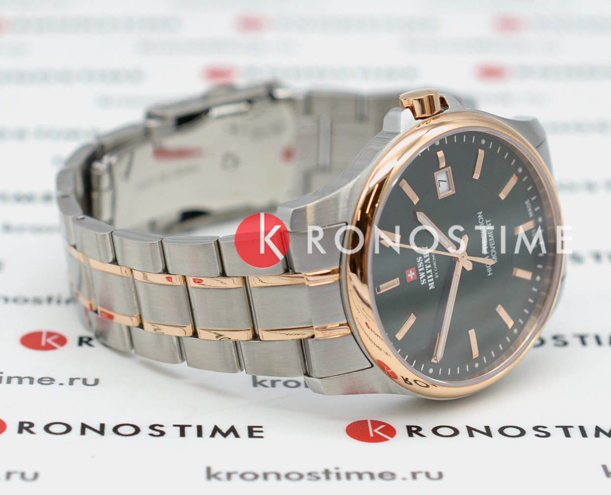 Swiss Military by Chrono Swiss Military by Chrono Сверхточные SM30200.33,  швейцария мужские часы на браслете нержавеющая сталь с pvd-покрытием боковой вид