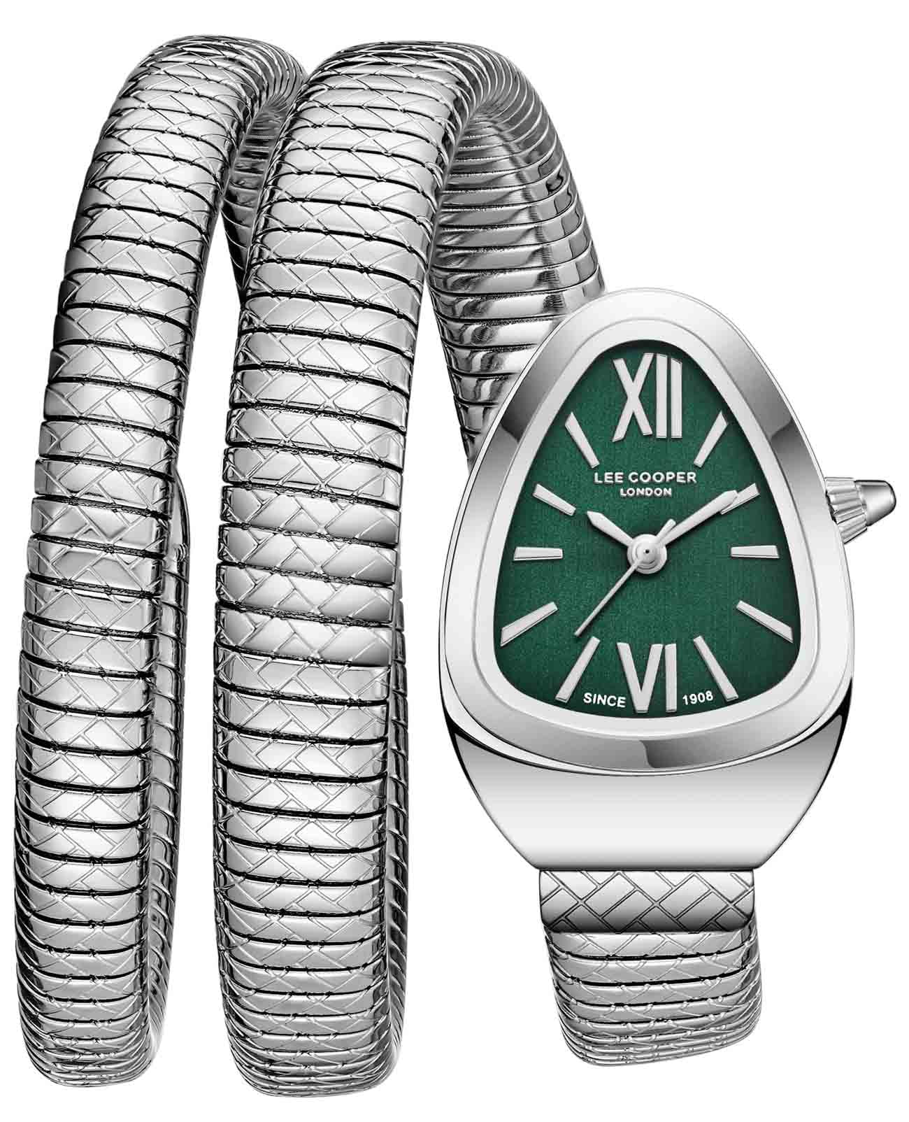 Lee Cooper Lee Cooper LC08173.370  LC08173.370 кварцевые женские часы зеленый циферблат, браслет нержавеющая сталь — вид спереди