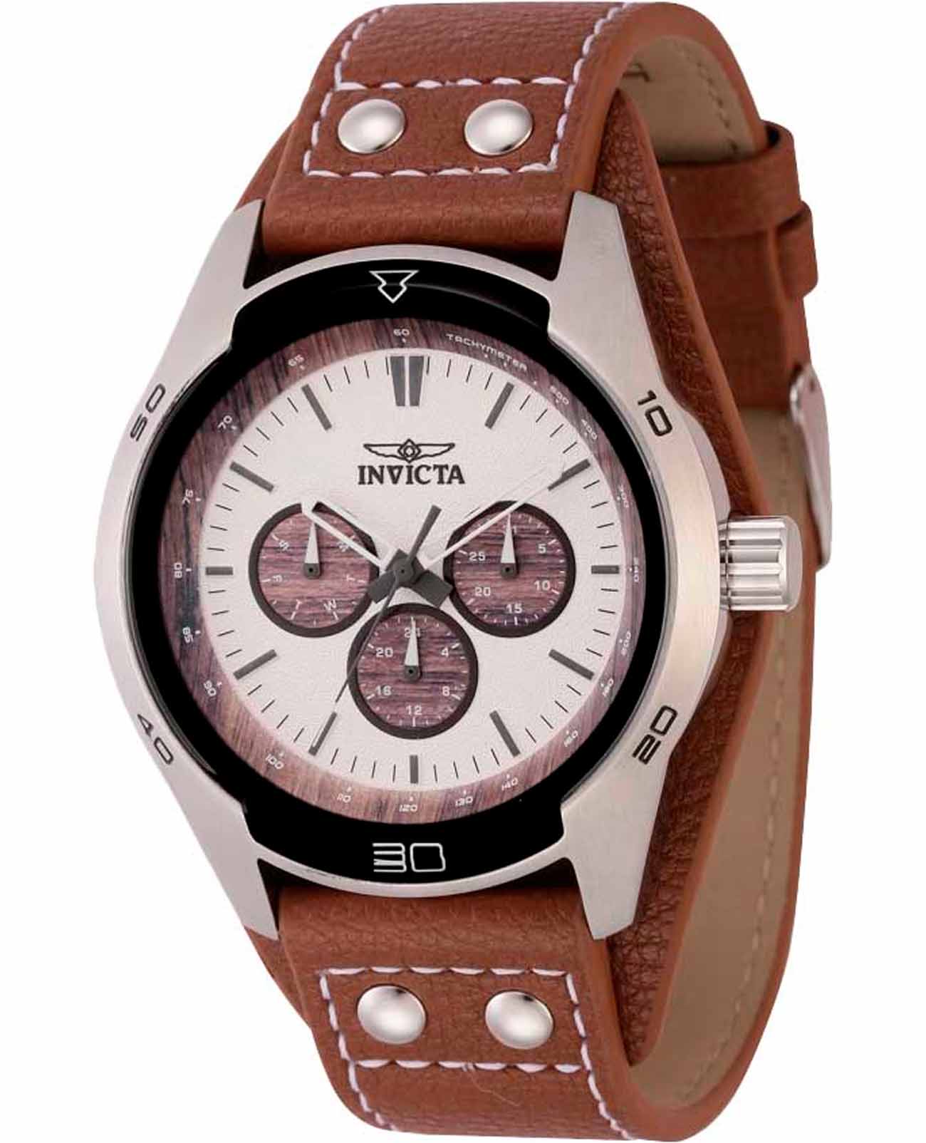 Invicta Invicta Specialty IN44837  IN44837 кварцевые мужские часы цветной циферблат, браслет кожаный — вид спереди