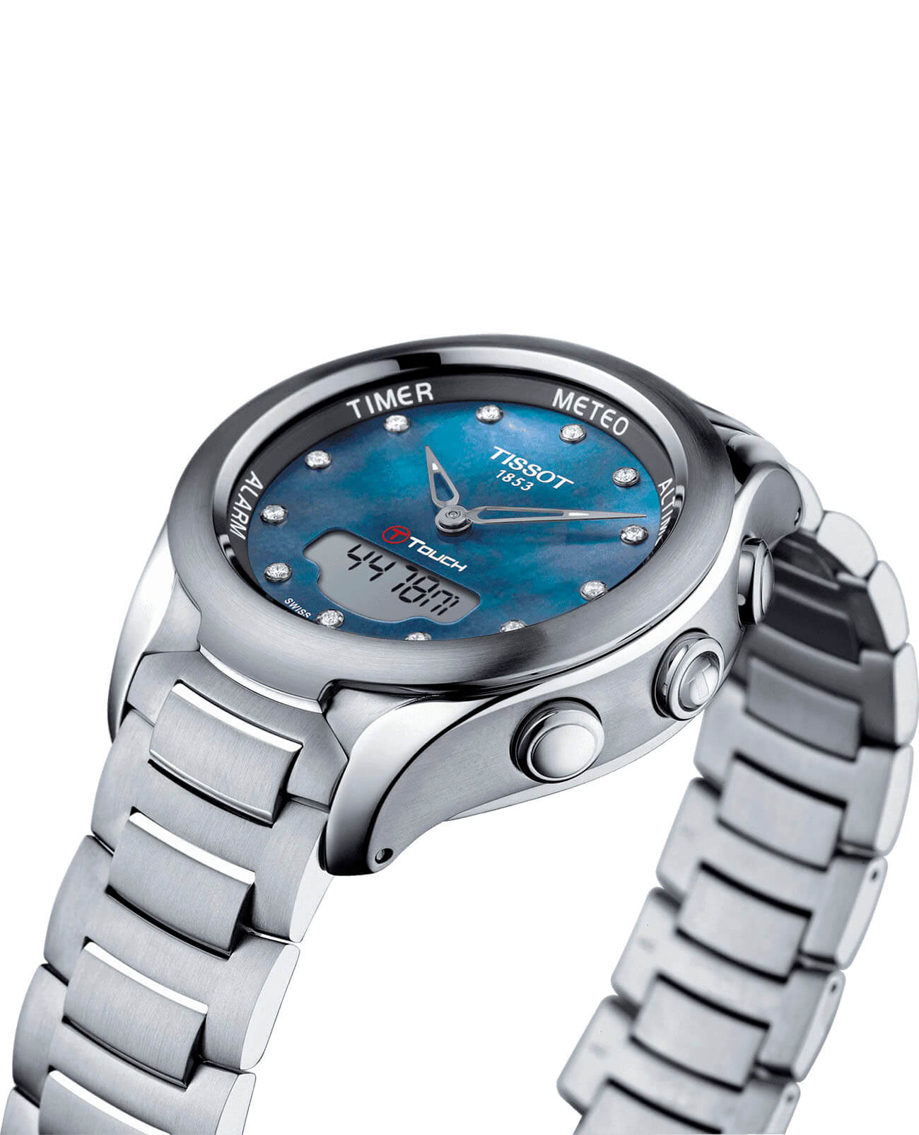 Tissot Tissot T-Touch Lady Solar T075.220.11.106.01, t-sport швейцария женские часы на браслете нержавеющая сталь боковой вид