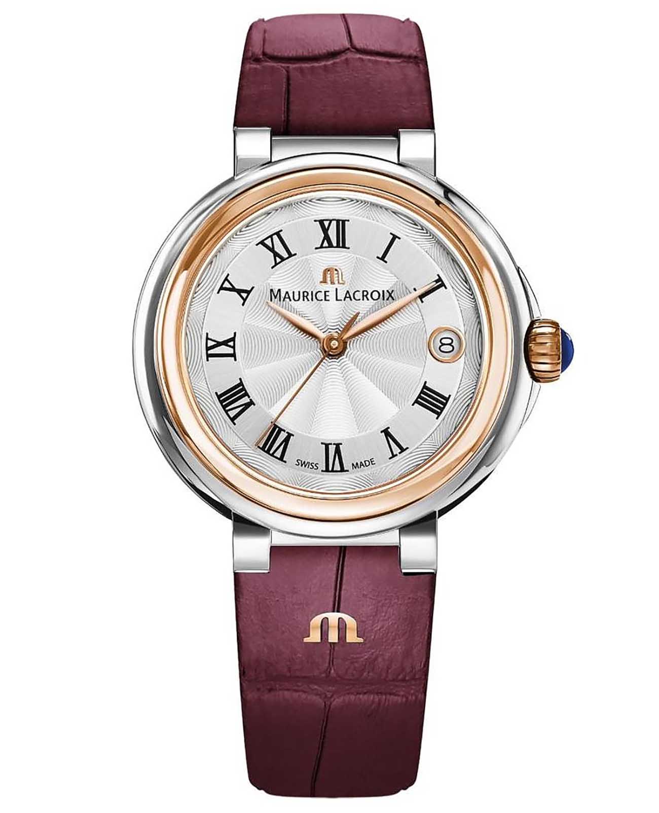 Maurice Lacroix Maurice Lacroix FIABA Date FA1007-PVP01-110-1  FA1007-PVP01-110-1 кварцевые женские часы серебристый циферблат, браслет кожаный — вид спереди