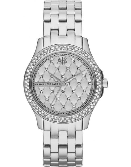 Armani Exchange Armani Exchange Cayde  AX5215  AX5215 кварцевые женские часы серебристый циферблат, браслет нержавеющая сталь — вид спереди