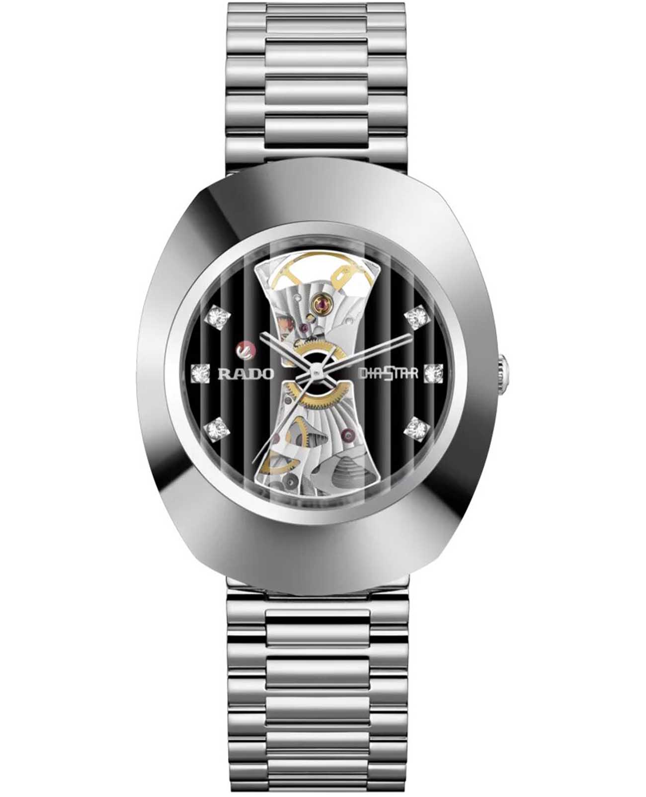 Rado Rado DiaStar The Original Automatic R12063103 Automatic R12063103 механические женские часы черный циферблат, браслет нержавеющая сталь — вид спереди