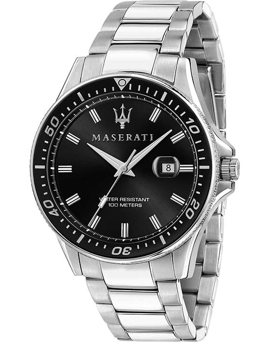 Maserati Maserati SFIDA R8853140002  R8853140002 кварцевые мужские часы черный циферблат, браслет нержавеющая сталь — вид спереди