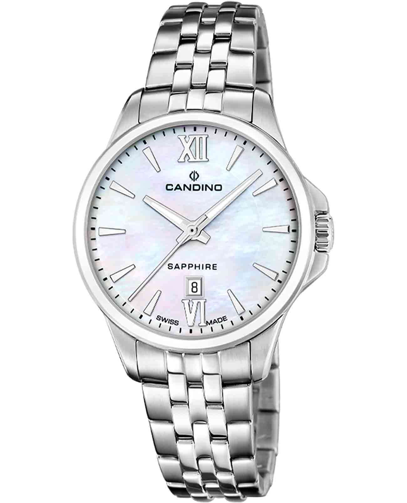 Candino Candino Lady Elegance Date C4766/6  C4766/6 кварцевые женские часы перламутровый циферблат, браслет нержавеющая сталь — вид спереди