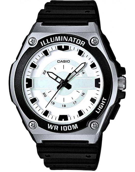 Casio Casio Collection MWC-100H-7A  MWC-100H-7AVEF кварцевые мужские часы белый циферблат, браслет пластик — вид спереди