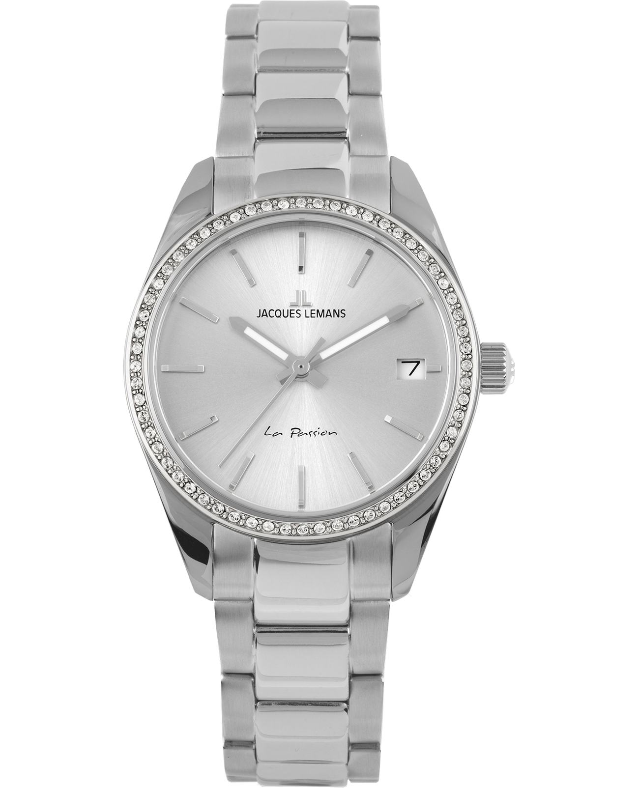 Jacques Lemans Jacques Lemans La Passion 1-2085D  1-2085D кварцевые женские часы серебристый циферблат, браслет нержавеющая сталь — вид спереди
