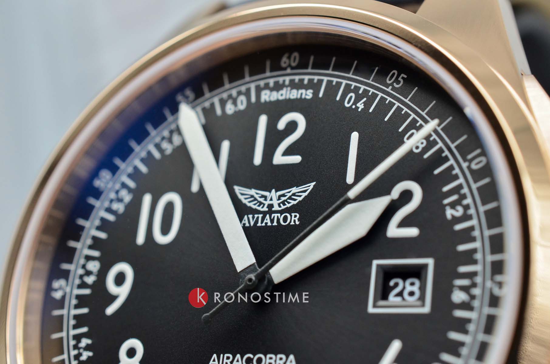 Оригинальные часы Aviator Aviator Airacobra V.1.38.2.322.4 кварцевые калибр механизма ronda 6003d общий вид