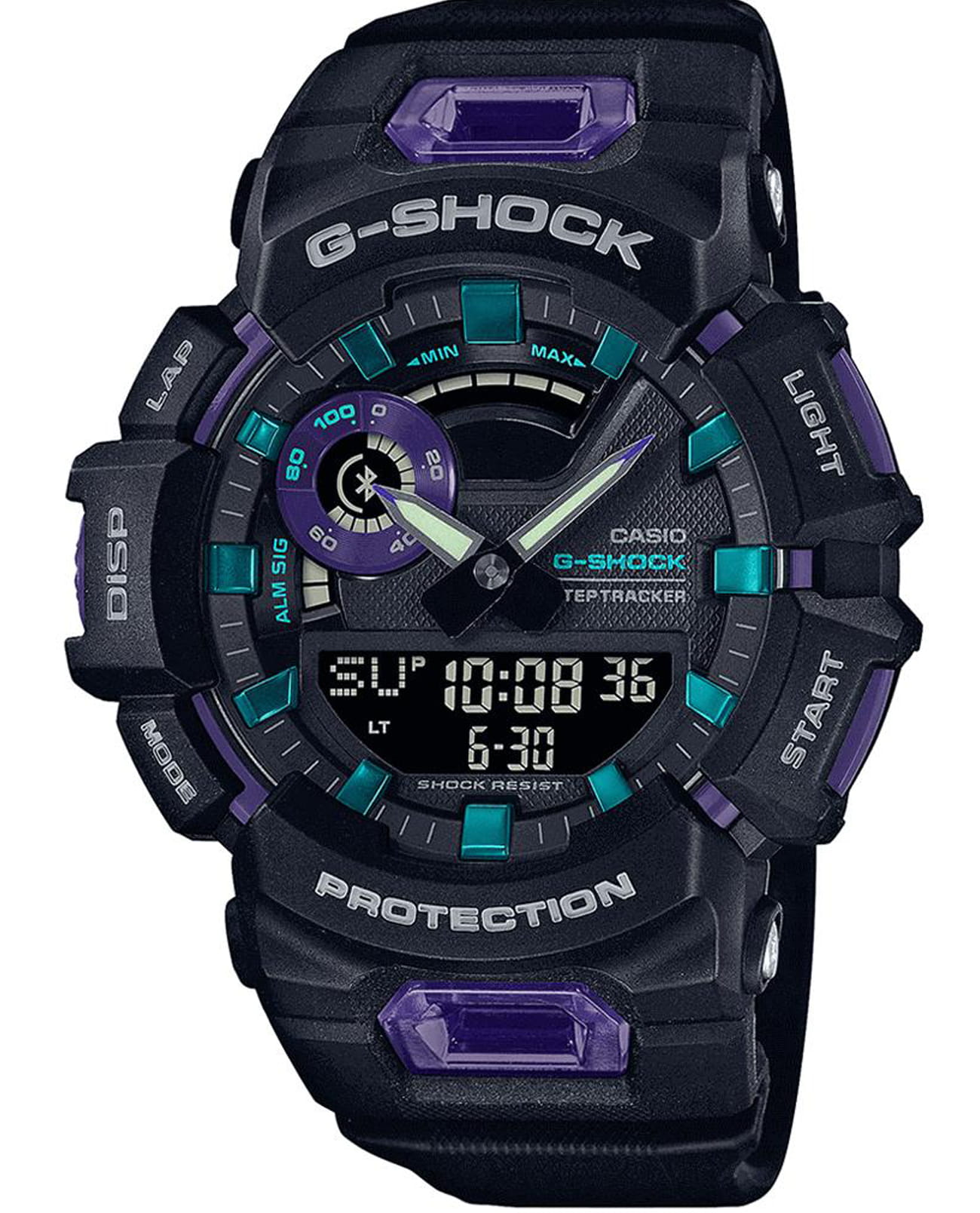 Casio Casio G-Shock GBA-900-1A6DR (GBA-900-1A6) G-SQUAD GBA-900-1A6 электронные мужские часы черный циферблат, браслет полимер — вид спереди