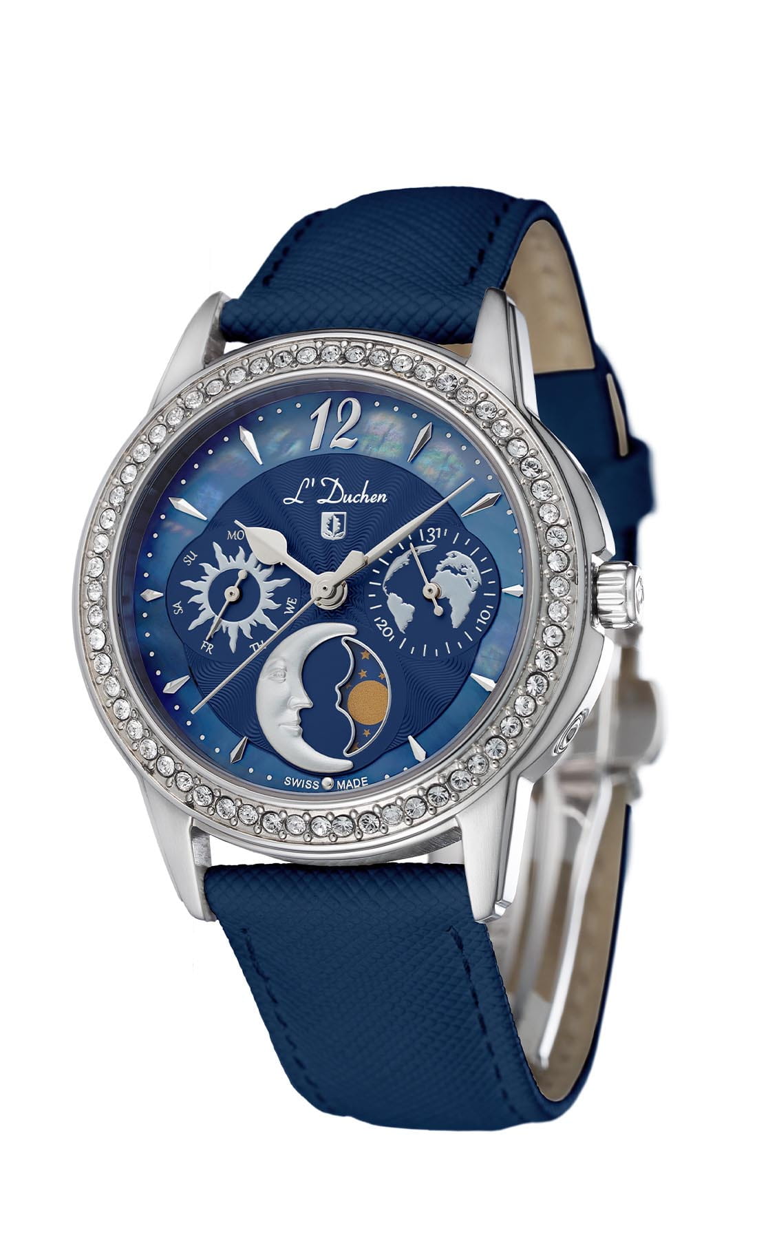 L'Duchen L'Duchen Celeste D 737.13.37,  швейцария женские часы на браслете кожаный боковой вид