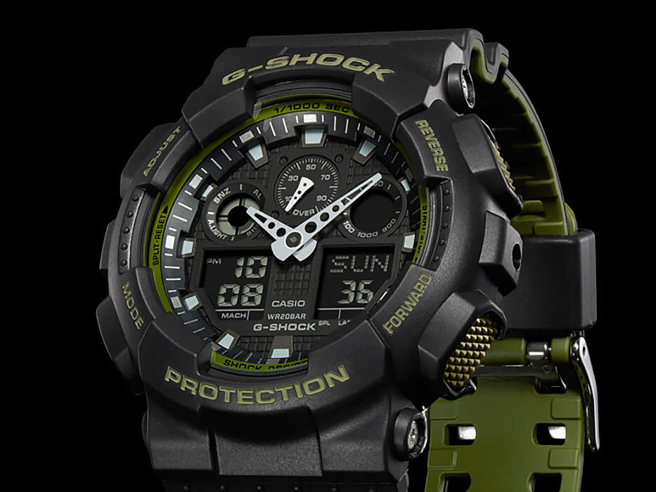 Casio Casio G-Shock GA-100L-1A электронные мужские часы часы крупный план черный циферблата