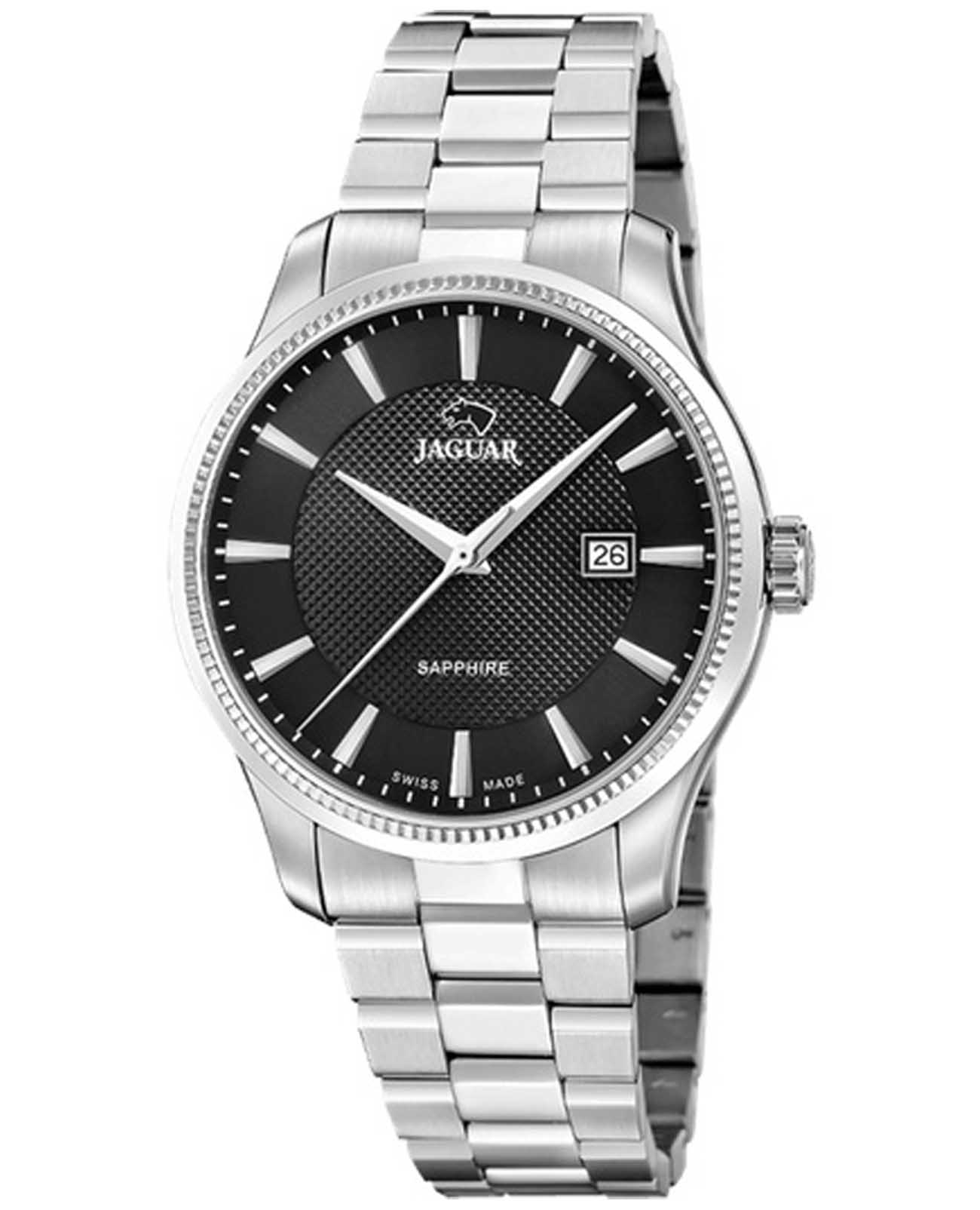 Jaguar Jaguar Essentia J1041/5  J1041/5 кварцевые мужские часы черный циферблат, браслет нержавеющая сталь — вид спереди