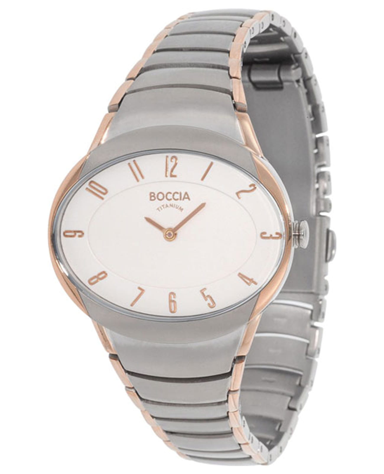 Boccia Titanium Boccia Titanium 3165-12  3165-12 кварцевые женские часы белый циферблат, браслет титановый c pvd покрытием — вид спереди