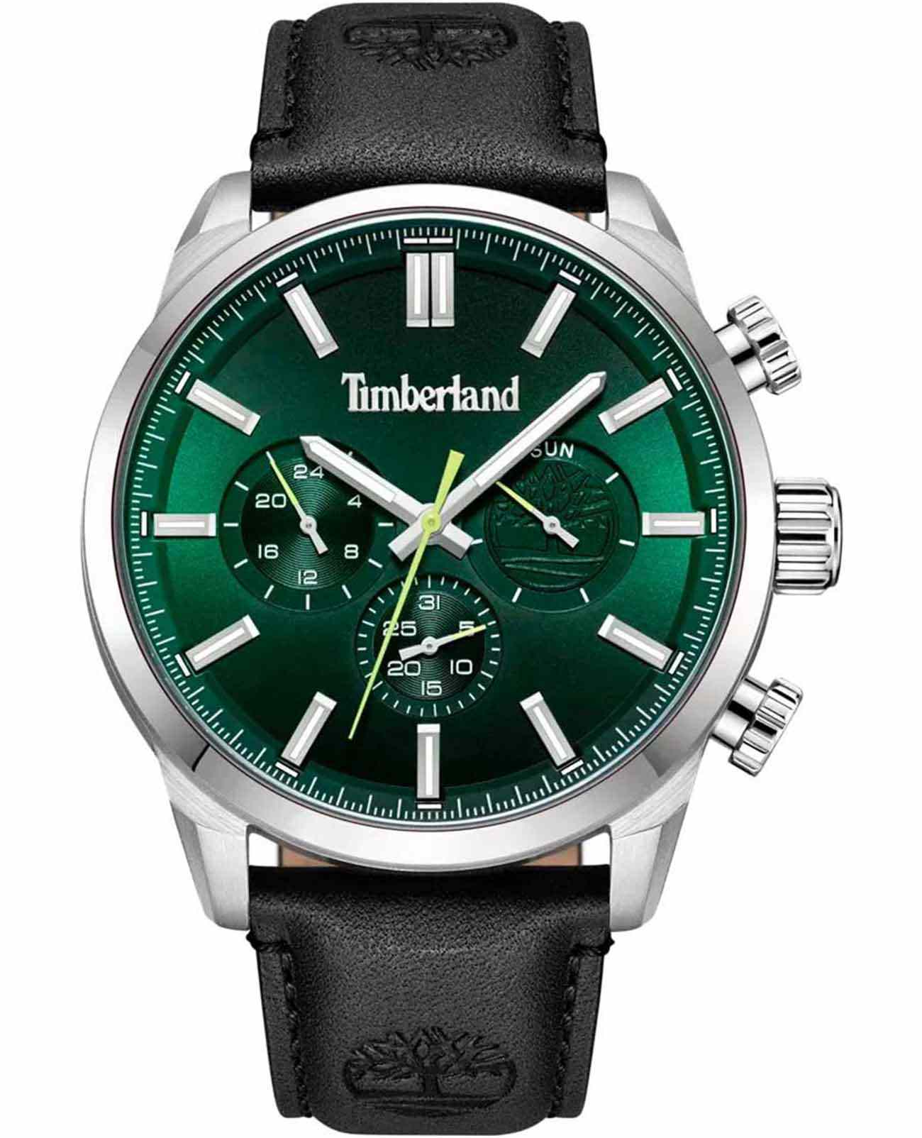 Timberland Timberland Henniker TDWGF0028703  TDWGF0028703 кварцевые мужские часы зеленый циферблат, браслет кожаный — вид спереди