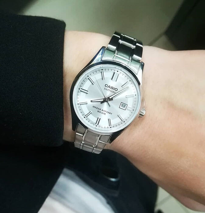Casio Casio Collection LTS-100D-7A кварцевые женские часы часы крупный план серебристый циферблата