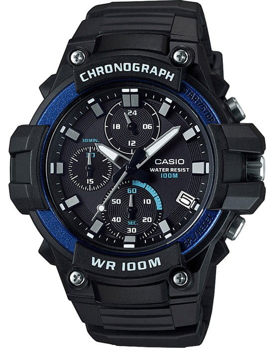 Casio Casio Illuminator MCW-110H-2A  MCW-110H-2A кварцевые мужские часы черный циферблат, браслет  — вид спереди
