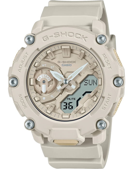 Casio Casio G-Shock GA-2200NC-7A GA GA-2200NC-7A электронные мужские часы бежевый циферблат, браслет полимер — вид спереди