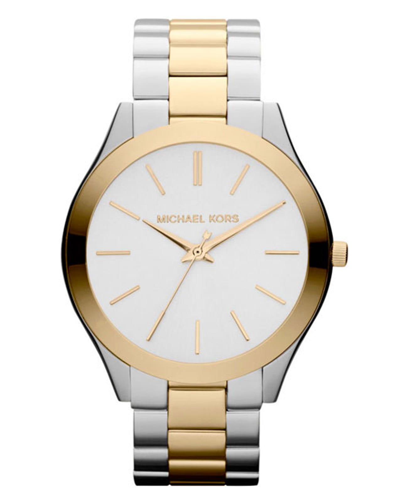 Michael Kors Michael Kors Ladies Metals MK3198  MK3198 кварцевые женские часы белый циферблат, браслет нержавеющая сталь с pvd-покрытием — вид спереди