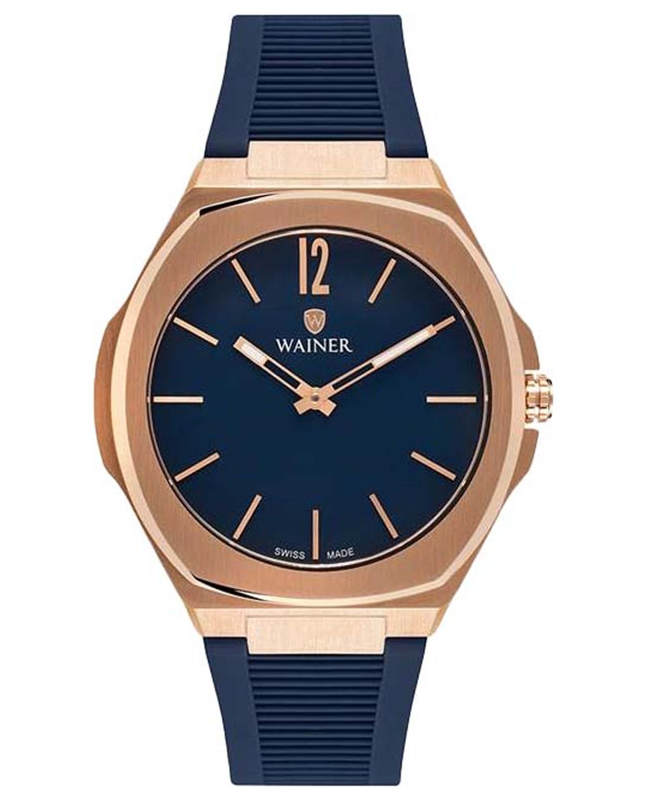 Wainer Wainer Classic WA.10120-D  WA.10120-D кварцевые мужские часы синий циферблат, браслет силикон — вид спереди