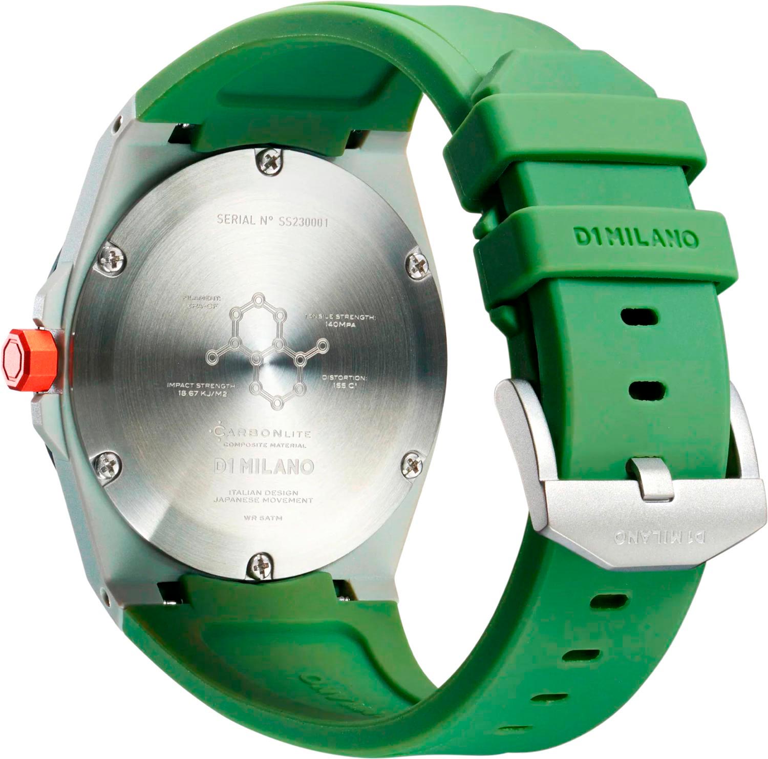 D1 Milano D1 Milano Carbonlite CLRJ06,  италия мужские часы на браслете силикон боковой вид