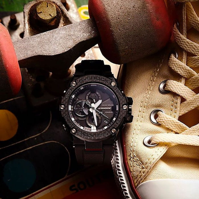 Casio Casio G-Shock GST-B100X-1A, g-shock япония мужские часы на браслете пластик боковой вид