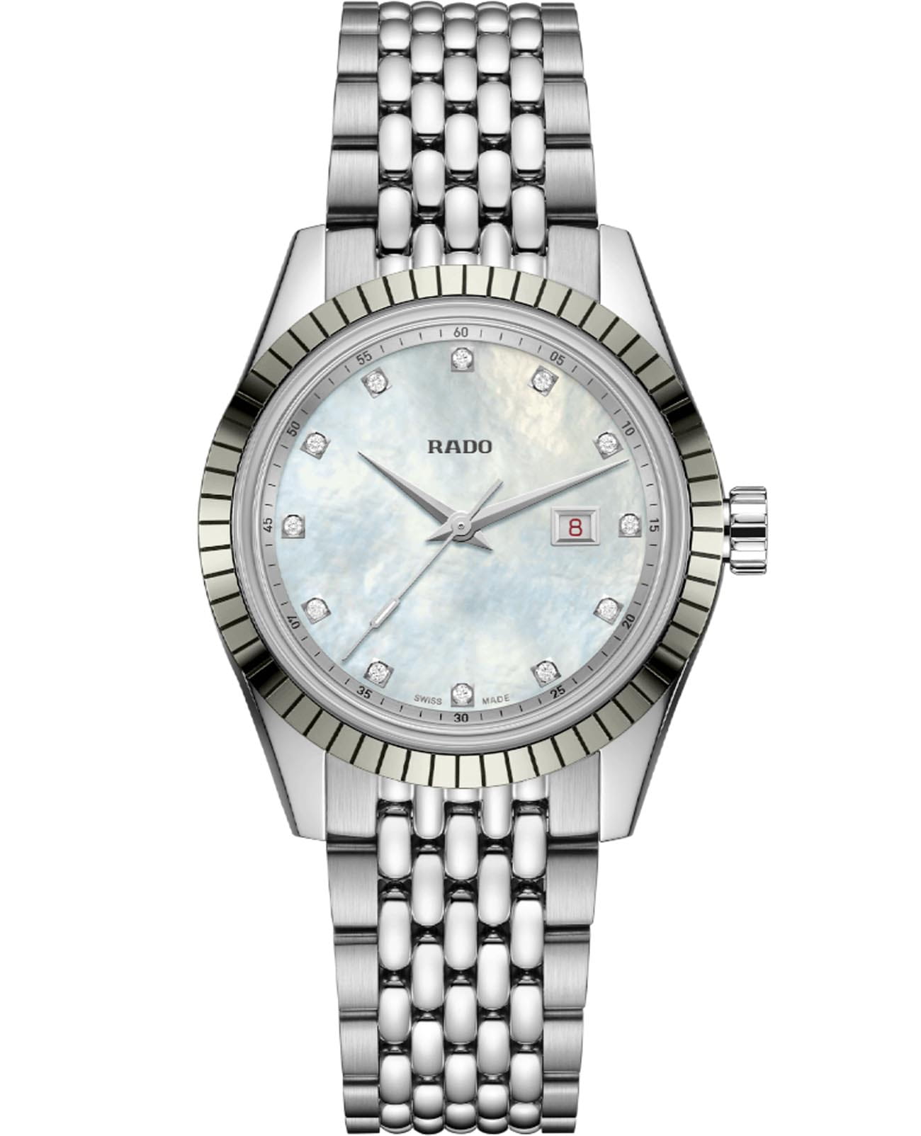 Rado Rado Hyperchrome R33104923  R33104923 кварцевые женские часы перламутровый циферблат, браслет нержавеющая сталь — вид спереди